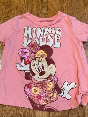 Pink Minnie Mouse Groovy Floral Graphic Tee for Kids Sz 3T Disney